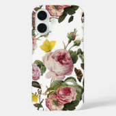 ピンクのバラと黄色の蝶ホワイトフローラ Case-Mate iPhoneケース (裏面)