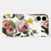 ピンクのバラと黄色の蝶ホワイトフローラ Case-Mate iPhoneケース (裏面 (横))
