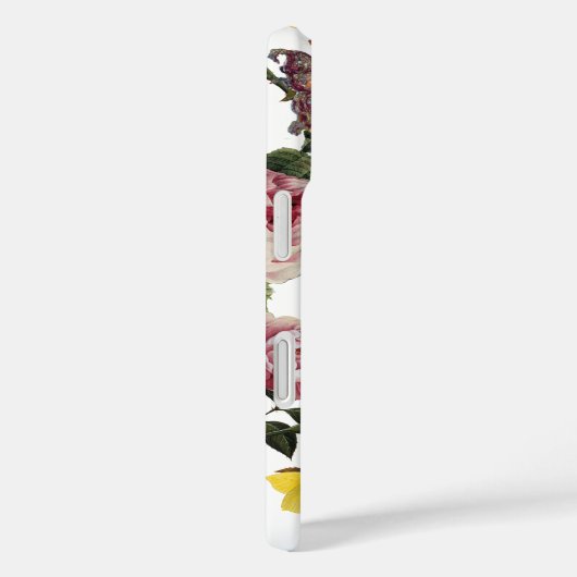 ピンクのバラと黄色の蝶ホワイトフローラ Case-Mate iPhoneケース (裏面 / 右)