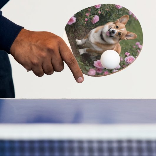 ピンクのバラにコルギを入れて 卓球ラケット (インサイチュ)