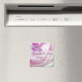 ピンクのバラにダイヤモンドの個人的なウェディング マグネット (インサイチュ (食洗機))