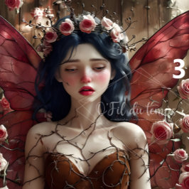 ピンクのバラに囲まれ鮮やかたエーテルの妖精 薄葉紙