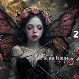 ピンクのバラに囲まれ鮮やかたエーテルの妖精 薄葉紙