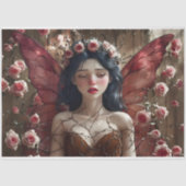 ピンクのバラに囲まれ鮮やかたエーテルの妖精 薄葉紙 (正面)