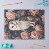 ピンクのバラに覆われたバーンドロウ 薄葉紙 (クラフト)