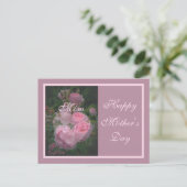 ピンクのバラのお母さんの日はがき ポストカード (スタンド正面)