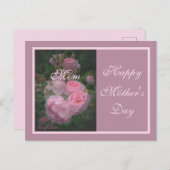 ピンクのバラのお母さんの日はがき ポストカード (正面/裏面)