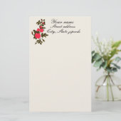 ピンクのバラのかわいらしい枝 便箋 (スタンド正面)