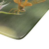 ピンクのバラのつぼみのオレンジトンボ カッティングボード (角)