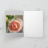 ピンクのバラのつぼみの挨拶状 カード (内部)