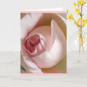ピンクのバラのつぼみの挨拶状 カード (黄色い花)