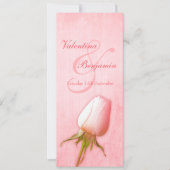 ピンクのバラのつぼみウェディングレセプションディナーメニュー 招待状 (正面)