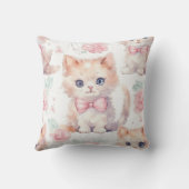 ピンクのバラのふわふわキットン クッション (裏面)