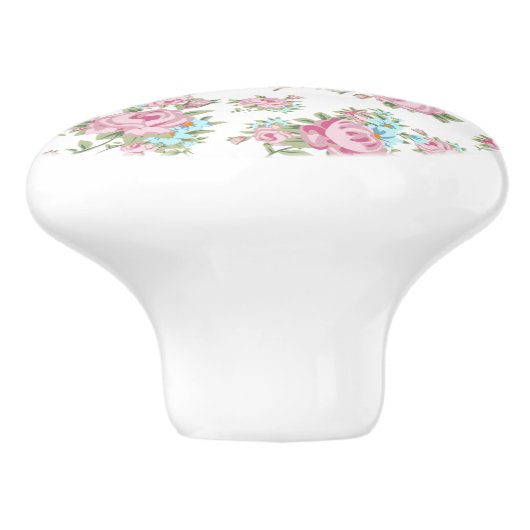 ピンクのバラのぼろぼろのヴィンテージのドレッサーの引出しのノブの引き セラミックノブ (側面)