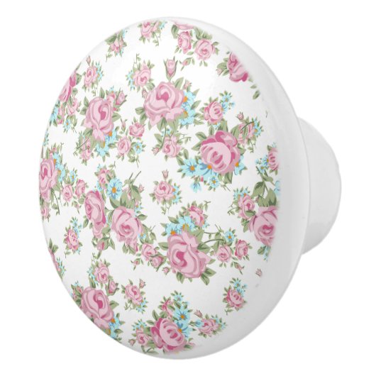 ピンクのバラのぼろぼろのヴィンテージのドレッサーの引出しのノブの引き セラミックノブ (右)