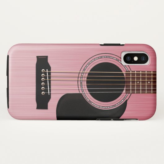 ピンクのバラのアコースティックギター Case-Mate iPhoneケース (裏面(横))