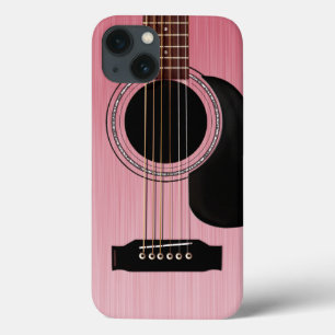 ピンクのバラのアコースティックギター iPhone 13ケース