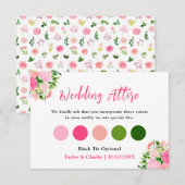 ピンクのバラのウェディングドレスコード エンクロージャーカード (正面/裏面)