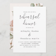 ピンクのバラのウェディング リハーサル ディナー カード