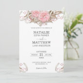 ピンクのバラのウェディング 招待状 (スタンド正面)