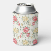 ピンクのバラのエレガンス壁紙パターン 缶クーラー (缶裏面)