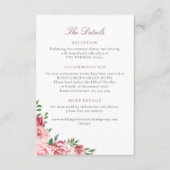 ピンクのバラのエレガントな結婚式の宿泊施設詳細 エンクロージャーカード (正面)