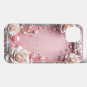 ピンクのバラのエレガントフレーム iPhoneケース Case-Mate iPhoneケース (裏面 (横))