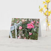ピンクのバラのカスタマイズ可能なグリーティングカード カード (黄色い花)