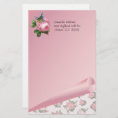 ピンクのバラのカスタムの文房具 便箋 (正面/裏面)