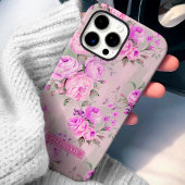 ピンクのバラのカスタムネームフラワー Case-Mate iPhoneケース