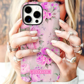 ピンクのバラのカスタムネームフラワー Case-Mate iPhoneケース