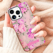 ピンクのバラのカスタムネームフラワー Case-Mate iPhoneケース