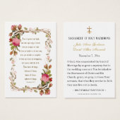 ピンクのバラのカトリック結婚式の祈りのカード (正面&裏面)