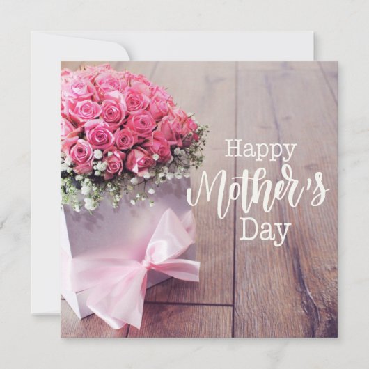 ピンクのバラのカードと母の日 カード (正面)