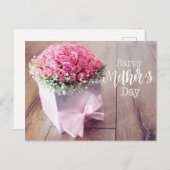 ピンクのバラのカードと母の日 ポストカード (正面/裏面)