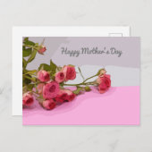 ピンクのバラのカードと母の日 ポストカード (正面/裏面)