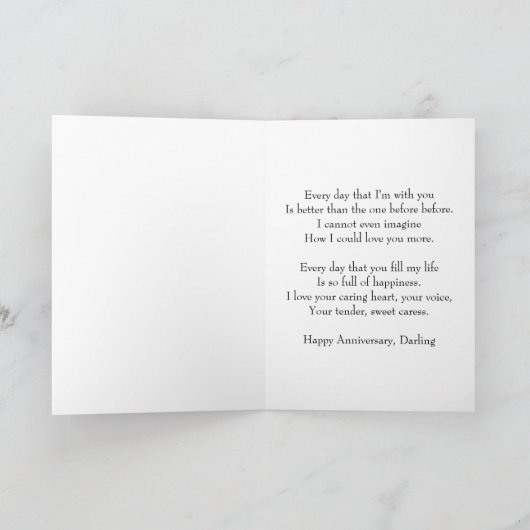 ピンクのバラのカードを持つ妻のための17周年 カード (内部)