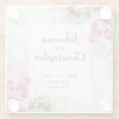 ピンクのバラのガラス結婚のコースター ガラスコースター (裏面)