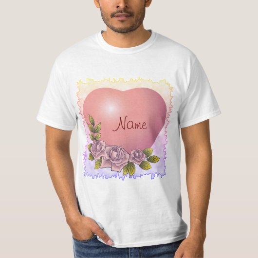 ピンクのバラのガーランド Tシャツ (正面)
