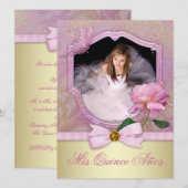 ピンクのバラのキンチャネラ 招待状 (正面/裏面)