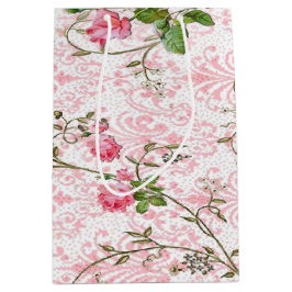 ピンクのバラのギフトバッグ ミディアムペーパーバッグ