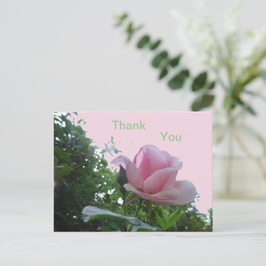 ピンクのバラのクローズアップ感謝のポストカード ポストカード (スタンド正面)