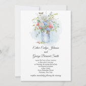 ピンクのバラのケシ青い花の花束結婚の | 招待状 (正面)