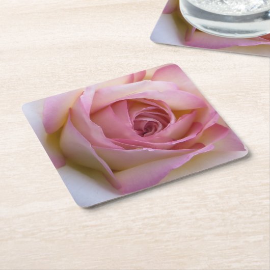 ピンクのバラのコースター スクエアペーパーコースター (アングル)