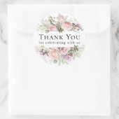 ピンクのバラのサマー フローラル サンクス ギフト ラウンドシール (バッグ)