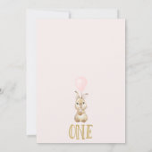 ピンクのバラのサムバニー ターニング ワン 1歳の誕生日 招待状 (裏面)