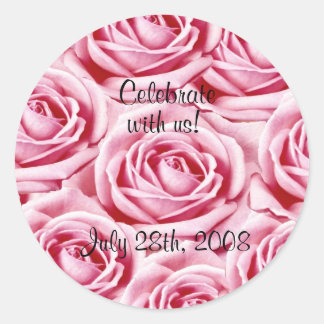 ピンクのバラのシール ラウンドシール