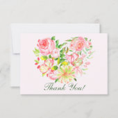 ピンクのバラのスイートハート感謝カード サンキューカード (正面)