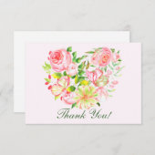 ピンクのバラのスイートハート感謝カード サンキューカード (正面/裏面)