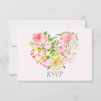 ピンクのバラのスイートハート RSVP カード